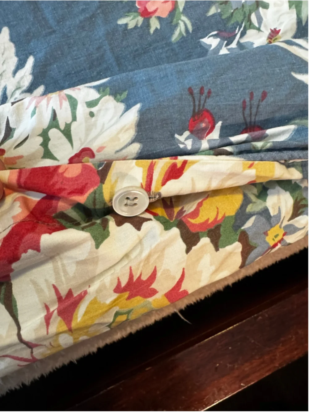 Vintage Ralph Lauren Kimberly King Duvet Cover Blue Floral Cotton Made USA